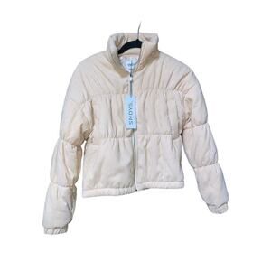 NWT Sndy corduroy puffer jacket size 2 beige two pockets in front warm comfo…